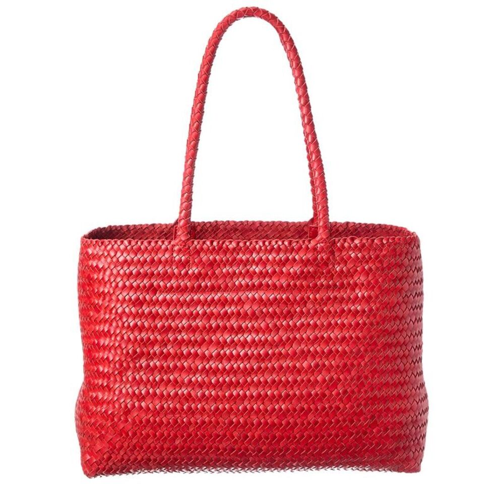 Madewell Handwoven Leather Tote, Red - Picture 2 of 4